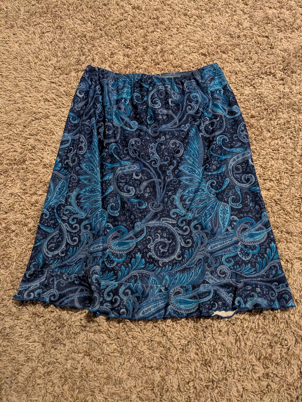 Blue Paisley A-Line Skirt